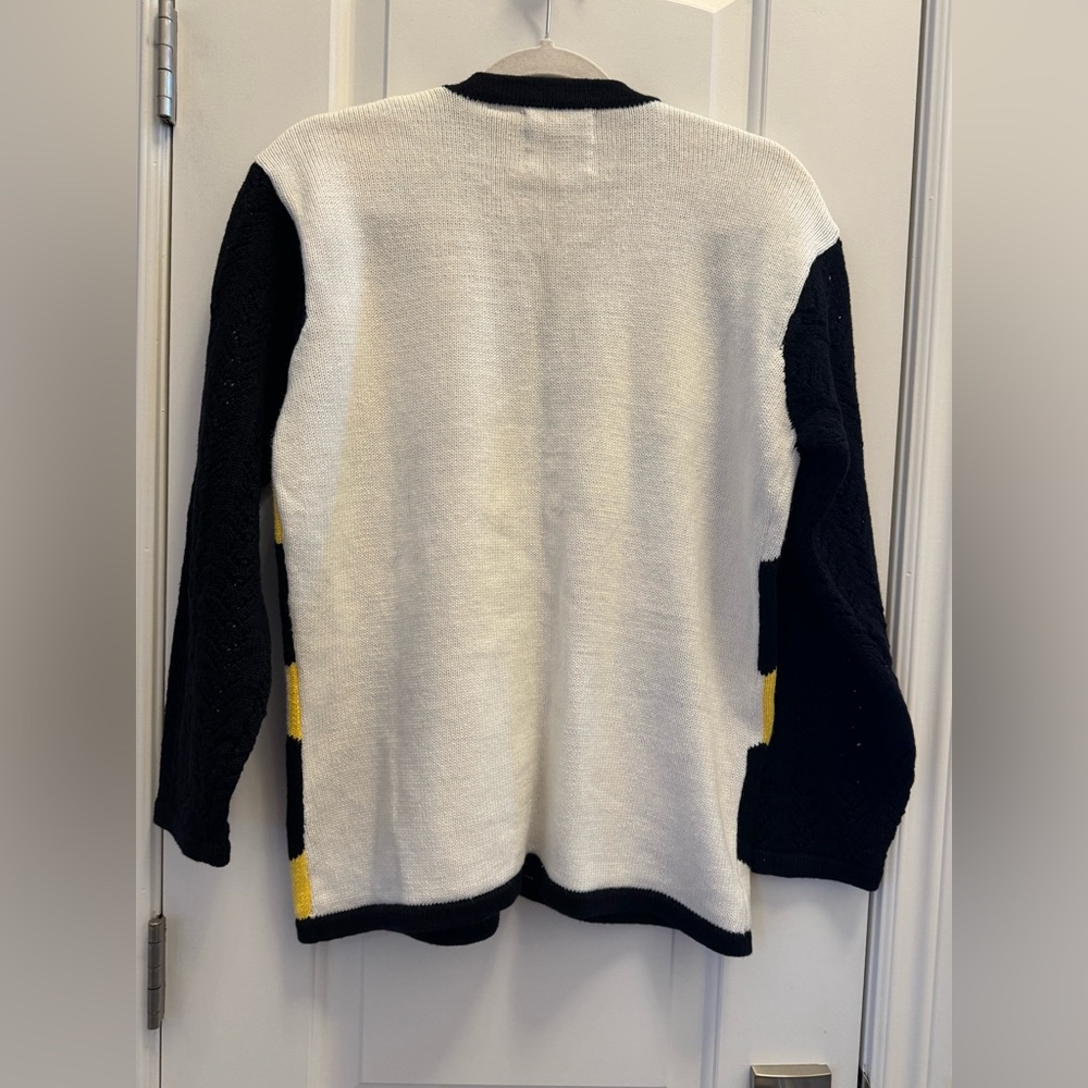RARE Storybook Knits Bumble Bee Themed Cardigan Sweater Button Beaded Medium - Picture 6 of 8